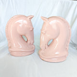 Pink Ceramic Pottery Horse Head Bookends