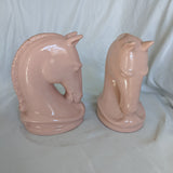 Pink Ceramic Pottery Horse Head Bookends