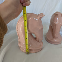 Pink Ceramic Pottery Horse Head Bookends