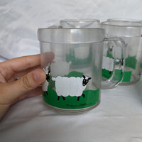 Set of 6 Vintage Sheep Pattern Mugs