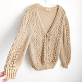 Tan Bobble Knit Cardigan Sweater