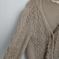 Tan Bobble Knit Cardigan Sweater