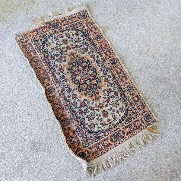 Vintage Frayed Neutral Persian Small Rug