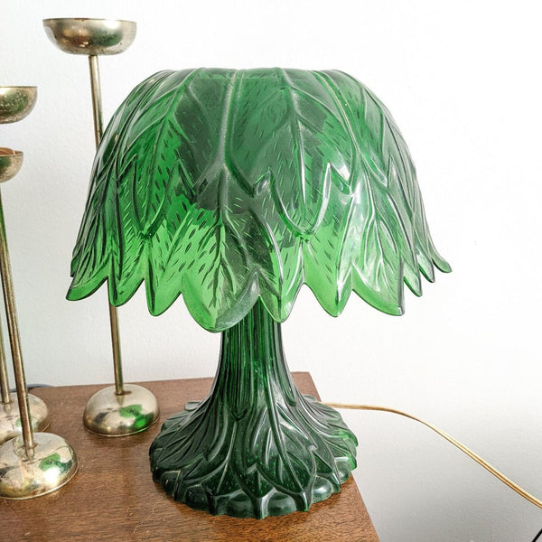 Vintage Green Leaf Plastic Mushroom Lamp