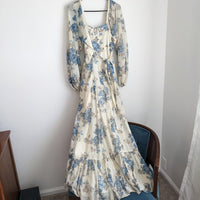 Blue and White Floral Victorian Inspired Prairie Dress