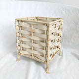 White Distressed Wicker and Iron Planter Basket