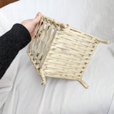 White Distressed Wicker and Iron Planter Basket