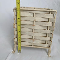 White Distressed Wicker and Iron Planter Basket