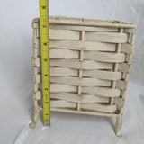 White Distressed Wicker and Iron Planter Basket