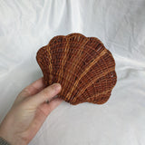 Wicker Vintage Clam Shell Clasped Basket
