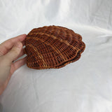 Wicker Vintage Clam Shell Clasped Basket