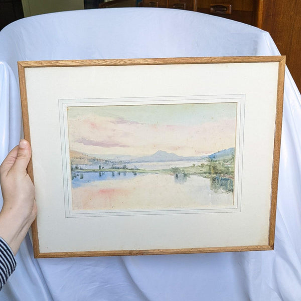 Framed Watercolor Landscape Original Vintage Artwork