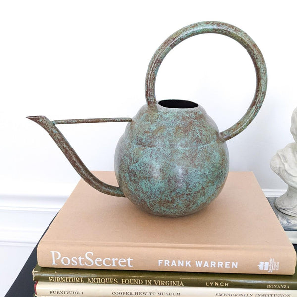 Metal Turquoise Sculptural Watering Can