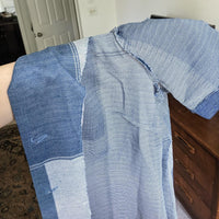 Vintage 70's Denim Patchwork Handmade Button Down Blouse