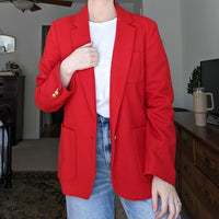 Red Wool Oversized Vintage Blazer