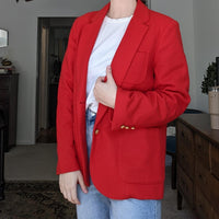 Red Wool Oversized Vintage Blazer