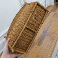 Vintage Wicker Rattan Woven Magazine Rack