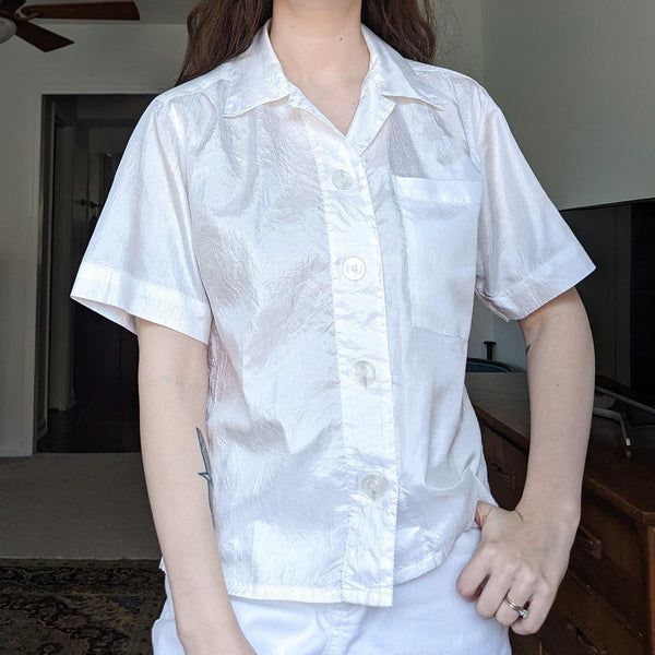 Vintage Silky White Diane Von Furstenberg Button Down Collar Blouse