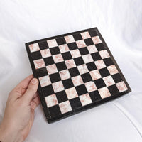 Vintage Marble Pink and Black Small Checkerboard