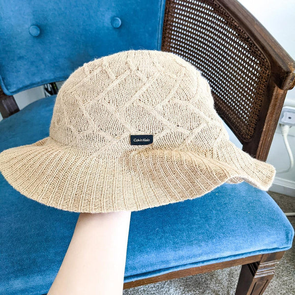 Calvin Klein Vintage Wool Blend Tan Bucket Hat