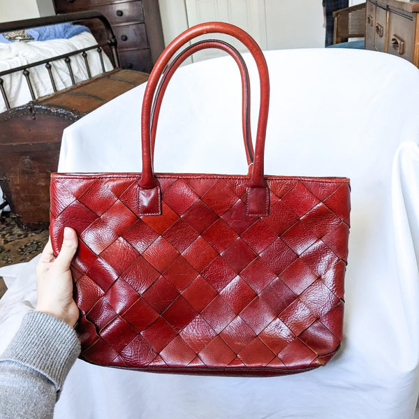 Wilson's Leather Vintage Woven Red Purse