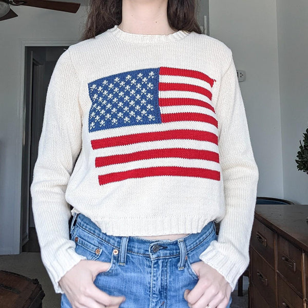 SML Sport Petites Vintage Knit American Flag Sweater