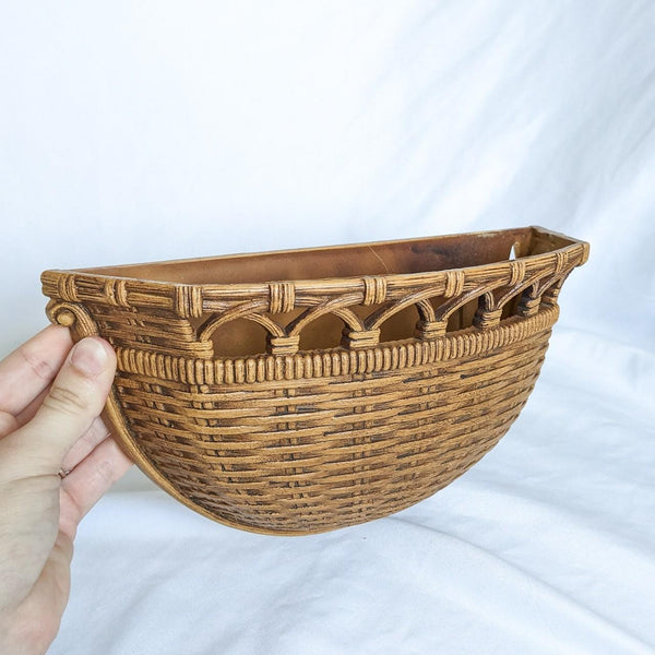 Vintage Faux Wicker Plastic Hanging Wall Pocket