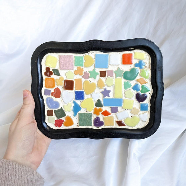 Vintage Ceramic Rainbow Tile Mosaic Tray