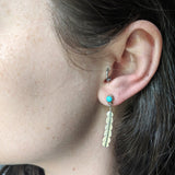 Turquoise Silver Feather Post Earrings