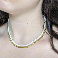 Gold + White Layered Choker Necklace