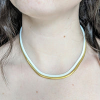 Gold + White Layered Choker Necklace