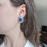 Silver Blue Lapis Stud Earrings