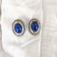 Silver Blue Lapis Stud Earrings