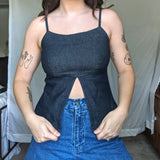 Chambray Belly Split Top