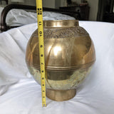 Solid Brass Vintage Engraved Globe Pedestal Vase