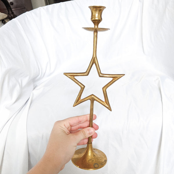 Brass Star Candlestick Holder