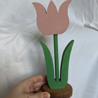 Pink Wooden Standing Tulip