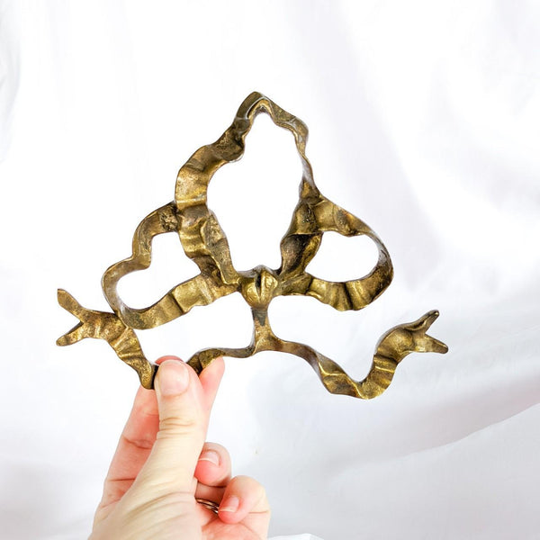 Solid Brass Vintage Ribbon Bow Wall Hanging Ornament