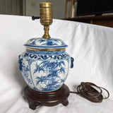 Blue and White Floral Ceramic Ginger Jar Lamp