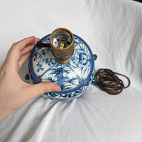 Blue and White Floral Ceramic Ginger Jar Lamp