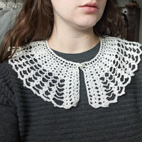 White Crochet Pearl Button Oversized Collar