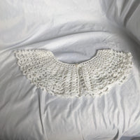 White Crochet Pearl Button Oversized Collar