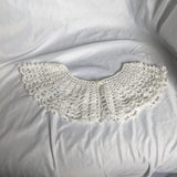 White Crochet Pearl Button Oversized Collar