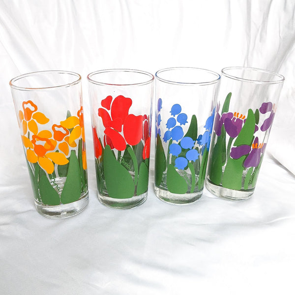 Set of 4 Floral Drinking Glasses