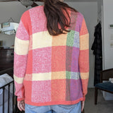 Coldwater Creek Rainbow Check Plaid Cardigan Sweater