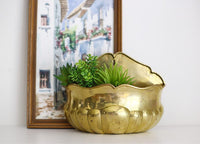 Brass Scalloped Hanging Wall Planter